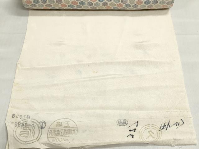 平和屋着物▼小紋　反物　着尺　亀甲花文　逸品　未使用　DABJ9598we