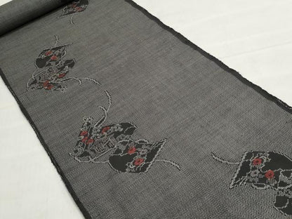 平和屋着物▼本場大島紬　反物　着尺　7マルキ　絵巻花文　逸品　未使用　DABJ9630we