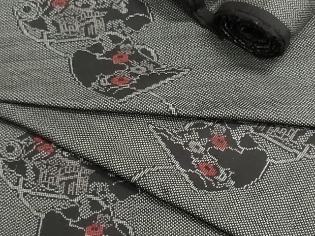 平和屋着物▼本場大島紬　反物　着尺　7マルキ　絵巻花文　逸品　未使用　DABJ9630we