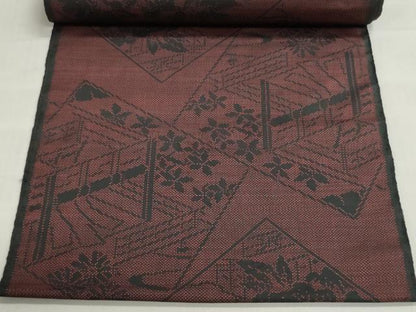 平和屋着物▼本場大島紬　反物　着尺　風景花文　逸品　未使用　DABJ9633we