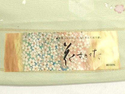 平和屋着物●小紋　反物　着尺　八掛付き　草花文　逸品　未使用　DABJ9714we