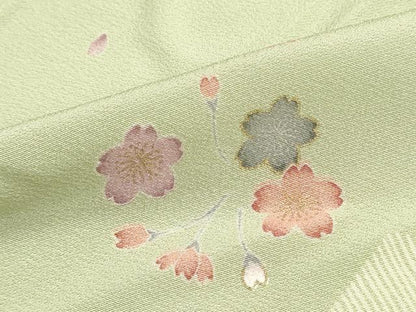 平和屋着物●小紋　反物　着尺　八掛付き　草花文　逸品　未使用　DABJ9714we