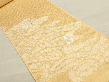 平和屋着物▼付下げ　反物　着尺　刺繍　絞り　花丸文　逸品　未使用　DABJ9747we