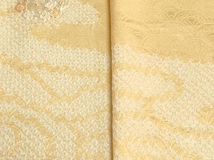 平和屋着物▼付下げ　反物　着尺　刺繍　絞り　花丸文　逸品　未使用　DABJ9747we