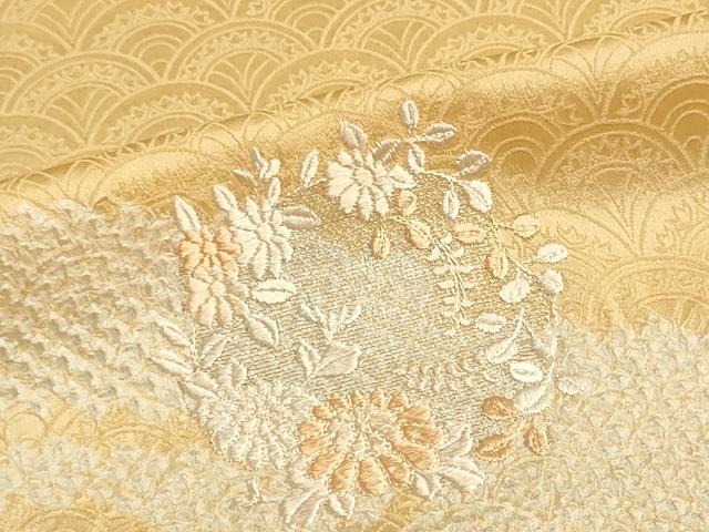 平和屋着物▼付下げ　反物　着尺　刺繍　絞り　花丸文　逸品　未使用　DABJ9747we