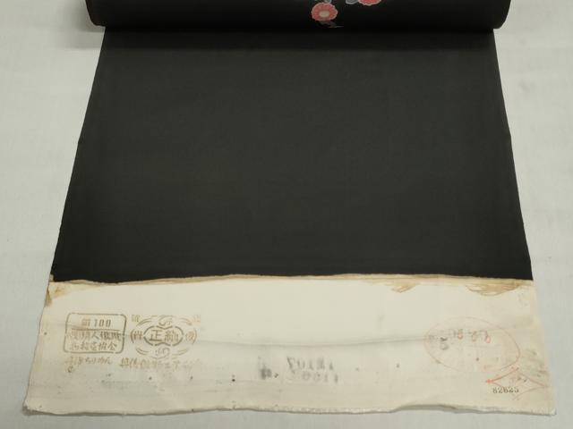 平和屋着物▼羽織・コート　反物　羽尺　扇花文　黒地　金彩　逸品　未使用　DABJ9778we