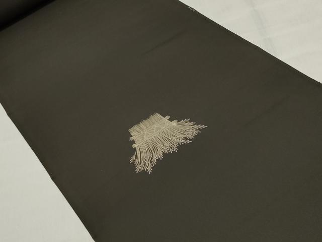 平和屋着物▼羽織・コート　反物　羽尺　刺繍　柴垣文　黒地　逸品　未使用　DABJ9782we