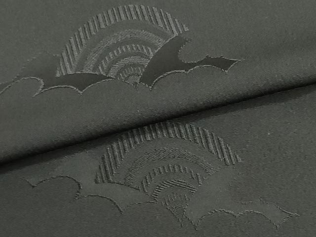 平和屋着物▼羽織・コート　黒生地　黒反物　羽尺　堅牢染　雲取り青海波地紋　逸品　未使用　DABJ9783we
