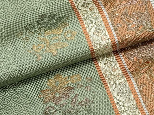 平和屋着物●本場筑前博多織　名古屋帯　帯反物　草花文　木下節夫作　証紙付き　逸品　未使用　DABJ9822we