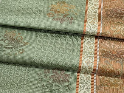 平和屋着物●本場筑前博多織　名古屋帯　帯反物　草花文　木下節夫作　証紙付き　逸品　未使用　DABJ9822we