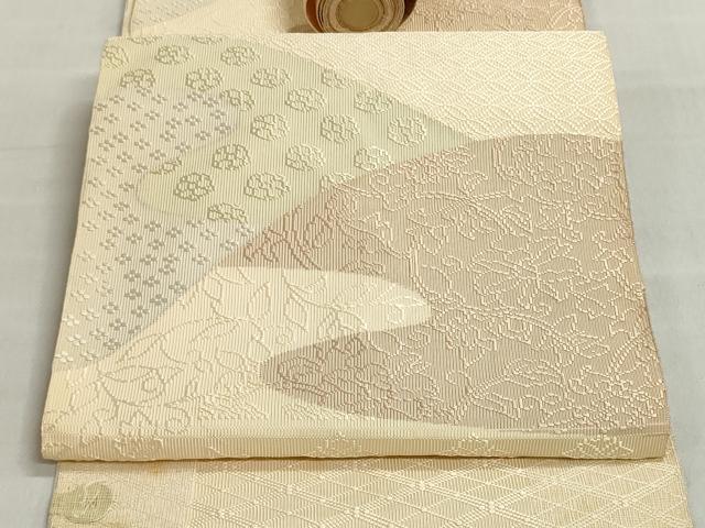 平和屋着物▼西陣　名古屋帯　帯反物　草花文　証紙付き　逸品　DABJ9828we
