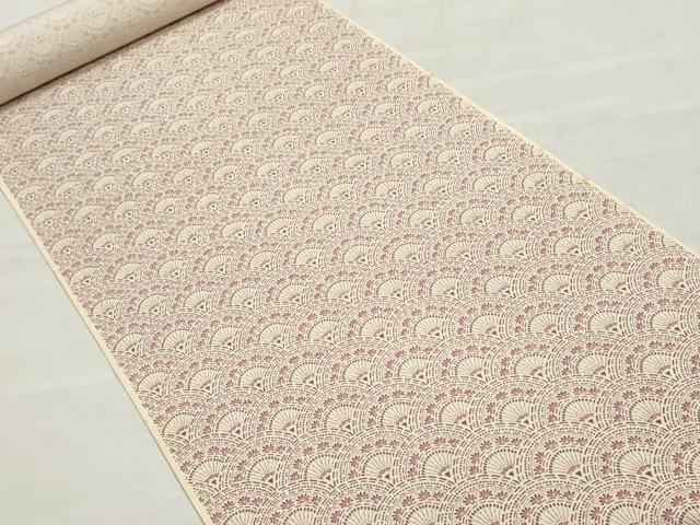平和屋着物●名古屋帯　帯反物　一方付染帯　花青海波　逸品　未使用　DABJ9832we