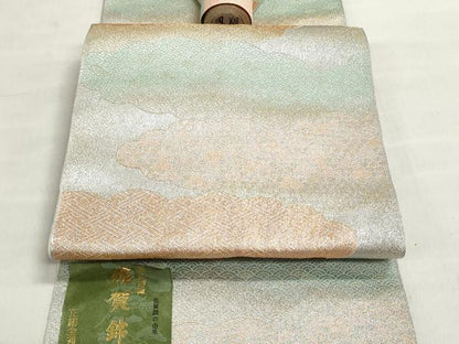 平和屋着物▼佐賀錦　名古屋帯　帯反物　雲取り吉祥文　逸品　未使用　DABJ9834we