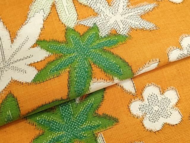 平和屋着物▼江戸紬　反物　着尺　草花文　証紙付き　逸品　未使用　DABJ9879we