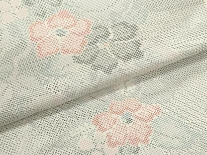 平和屋着物▼むすび大島　紬　反物　着尺　草花文　逸品　未使用　DABJ9905we