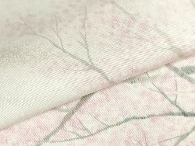 平和屋着物●塩瀬　名古屋帯　帯反物　枝桜文　逸品　未使用　DABJ9914we