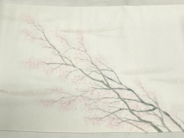 平和屋着物●塩瀬　名古屋帯　帯反物　枝桜文　逸品　未使用　DABJ9914we