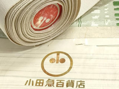 平和屋着物▼本場筑前博多織　名古屋帯　帯反物　間道　小田急百貨店扱い　証紙付き　逸品　未使用　DABJ9917we