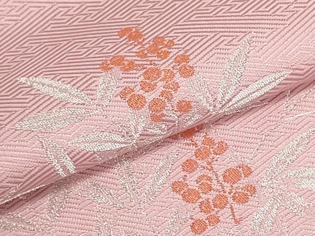 平和屋着物▼名古屋帯　帯反物　作家物　寿光織　南天文　金銀糸　逸品　未使用　DABJ9921we