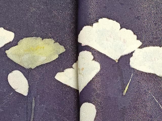 平和屋着物●付下げ　解き反物　着尺　作家物　手描き　草花文　金通し地　逸品　DABJ9931we