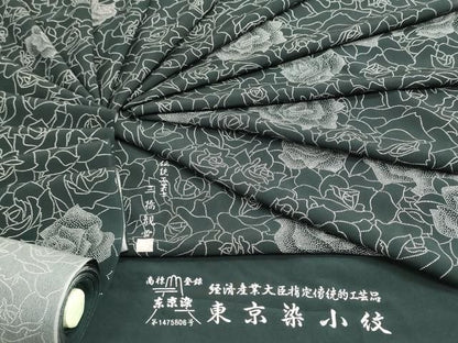 平和屋着物●夏物　小紋　反物　着尺　伝統工芸士　三橋観雪　薔薇尽くし　逸品　未使用　DABJ9950we