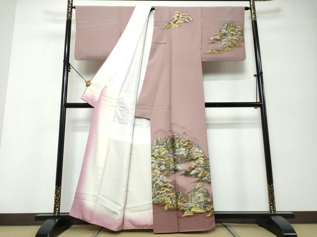 平和屋着物●訪問着　風景文　暈し染め　金銀彩　正絹　逸品　DABK0005ud