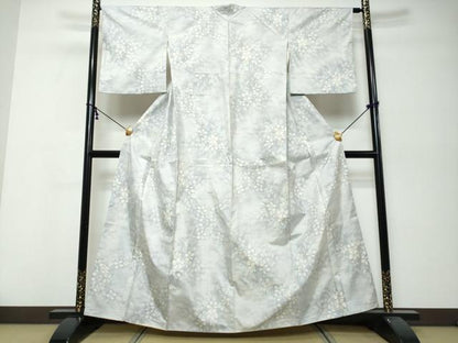 平和屋着物●本場大島紬　白大島　9マルキ　草花文　正絹　逸品　DABK0008ud