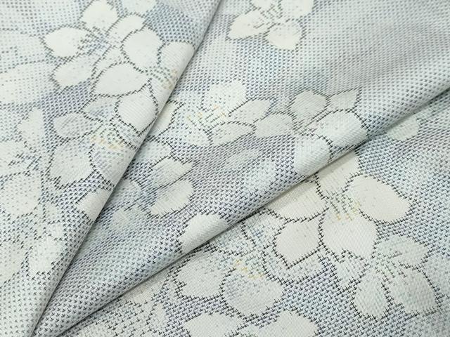 平和屋着物●本場大島紬　白大島　9マルキ　草花文　正絹　逸品　DABK0008ud