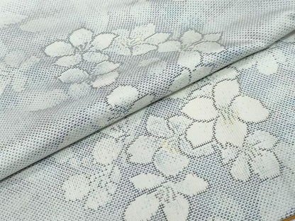 平和屋着物●本場大島紬　白大島　9マルキ　草花文　正絹　逸品　DABK0008ud