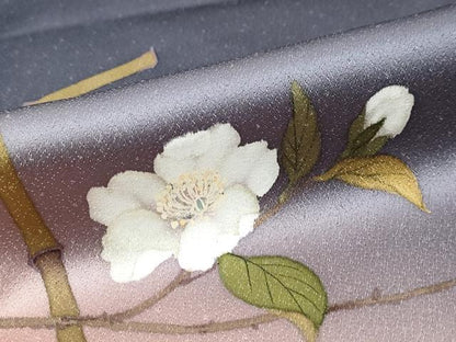平和屋着物●二代目清次郎　手描き　訪問着　花鳥文　暈し染め　金彩　正絹　逸品　DABK0011ud
