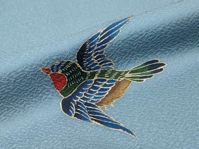 平和屋着物●二代目清次郎　手描き　訪問着　花鳥文　金彩　正絹　逸品　DABK0012ud