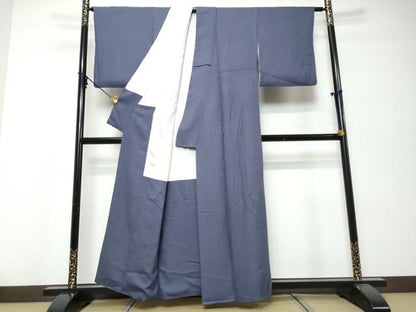 平和屋着物●上質な色無地　舞花地紋　濃鼠色　正絹　逸品　DABK0019ud
