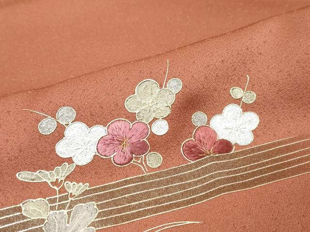 平和屋着物●訪問着　流水草花籬文　暈し染め　金銀彩　正絹　逸品　DABK0021ud