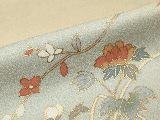 平和屋着物●訪問着　屏風草花文　暈し染め　金彩　正絹　逸品　DABK0022ud