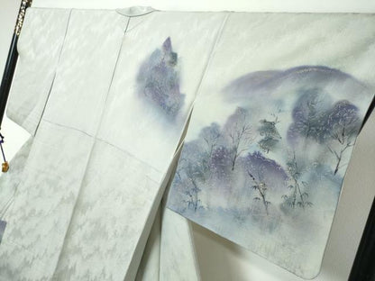 平和屋着物●訪問着　風景笹竹文　正絹　逸品　DABK0023ud