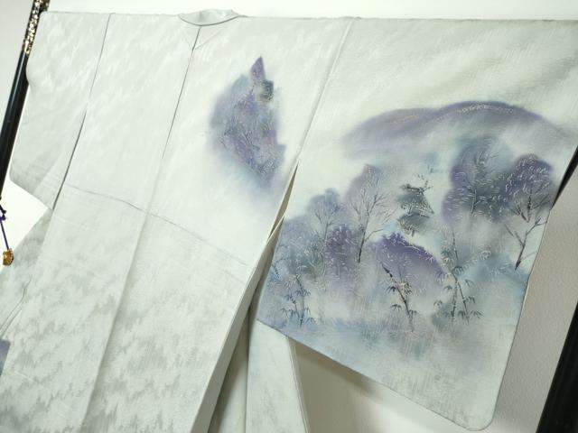 平和屋着物●訪問着　風景笹竹文　正絹　逸品　DABK0023ud