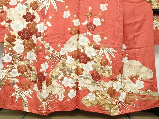 平和屋着物●豪華振袖　駒刺繍　草花文　金彩　正絹　逸品　DABK0026ud