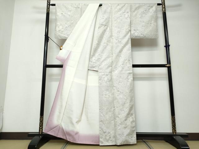 平和屋着物●本場大島紬　白大島　枝花文　正絹　逸品　DABK0028ud