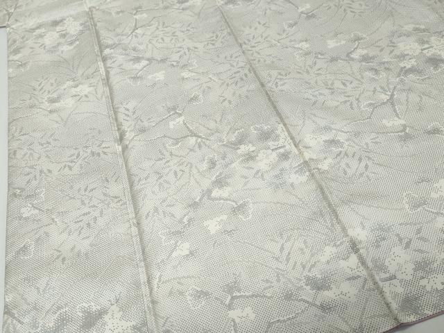 平和屋着物●本場大島紬　白大島　枝花文　正絹　逸品　DABK0028ud