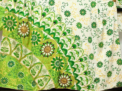 平和屋着物●豪華振袖　駒刺繍　更紗洋花文　金彩　正絹　逸品　DABK0030ud