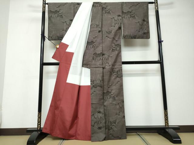 平和屋着物●本場大島紬　9マルキ　樹林風景文　西田瑞穂作　証紙付き　正絹　逸品　DABK0031ud