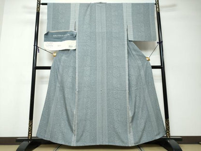 平和屋着物●江戸小紋　草花間道　反端付き　正絹　逸品　DABK0035ud