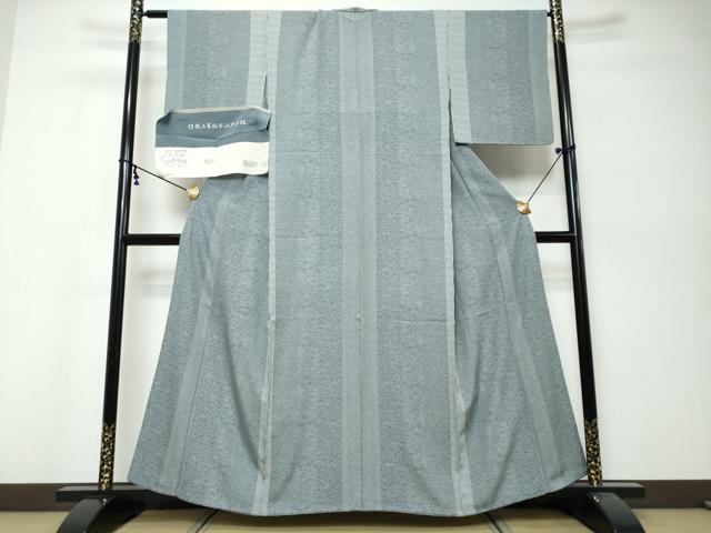 平和屋着物●江戸小紋　草花間道　反端付き　正絹　逸品　DABK0035ud