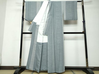 平和屋着物●江戸小紋　草花間道　反端付き　正絹　逸品　DABK0035ud