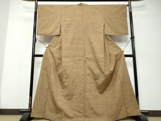 平和屋着物●伝統工芸士　七代目　吉澤与市　紬　変わり縞　正絹　逸品　DABK0036ud