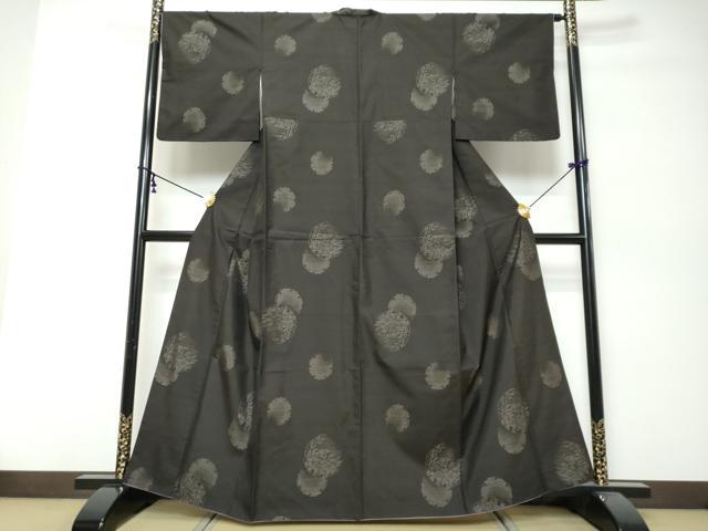 平和屋着物●本場大島紬　雪輪草花文　やまと誂製　正絹　逸品　DABK0037ud