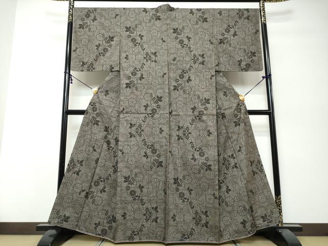 平和屋着物●本場大島紬　7マルキ　花唐草文　正絹　逸品　未使用　DABK0039ud