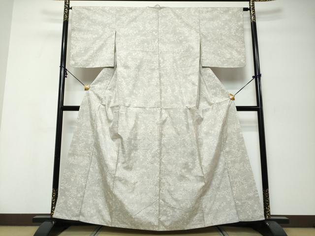 平和屋着物●本場大島紬　白大島　7マルキ　草花文　正絹　逸品　DABK0040ud