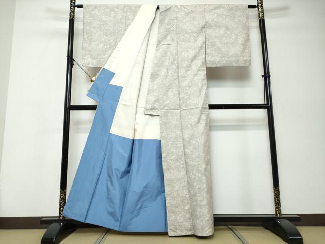 平和屋着物●本場大島紬　白大島　7マルキ　草花文　正絹　逸品　DABK0040ud