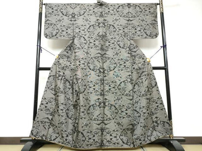 平和屋着物●本場大島紬　9マルキ　樹林風景文　正絹　逸品　DABK0048ud